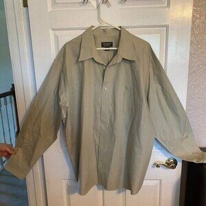 Eddie Bauer Dress Shirt Mens Size 2X Green Khaki Relaxed Fit Wrinkle Resistant